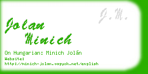 jolan minich business card